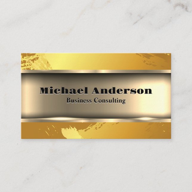 Gold Metallic | Künstlerisch gebürstet Visitenkarte (Vorderseite)