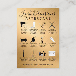 Gold Metallic Lash Extensions Aftercare Symbol Visitenkarte