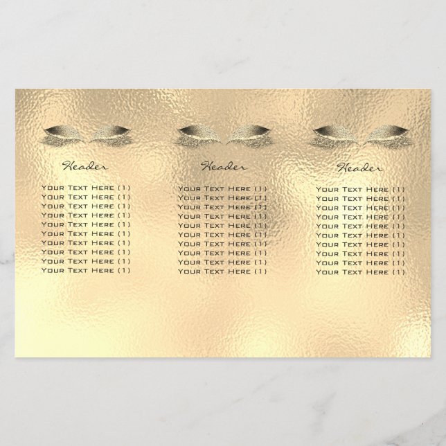 Gold Metallic Makeup Eyes Lashes DL 3 Packungsbeil Flyer (Hinten)