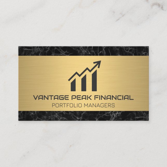 Gold Metallic | Marmor | Finanzielle Übersicht Visitenkarte (Vorderseite)