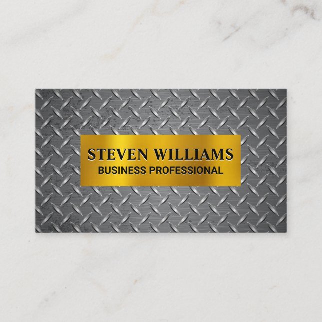 Gold Metallic | Muster aus Diamantstahl Visitenkarte (Vorderseite)