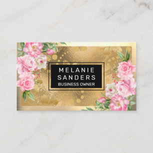 Gold Metallic Pink Blume Visitenkarte