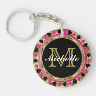 Gold Metallic Pink Poker Design   Monogramme
