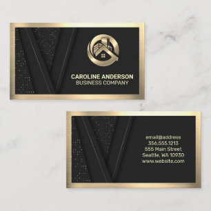 Gold Metallic Real Anwesen Logo   Black Lux Patter Visitenkarte