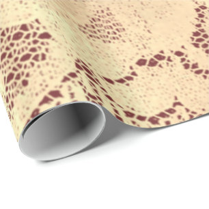 Gold Metallic Sepia Luxury Floral Lace Burgund Lux Geschenkpapier