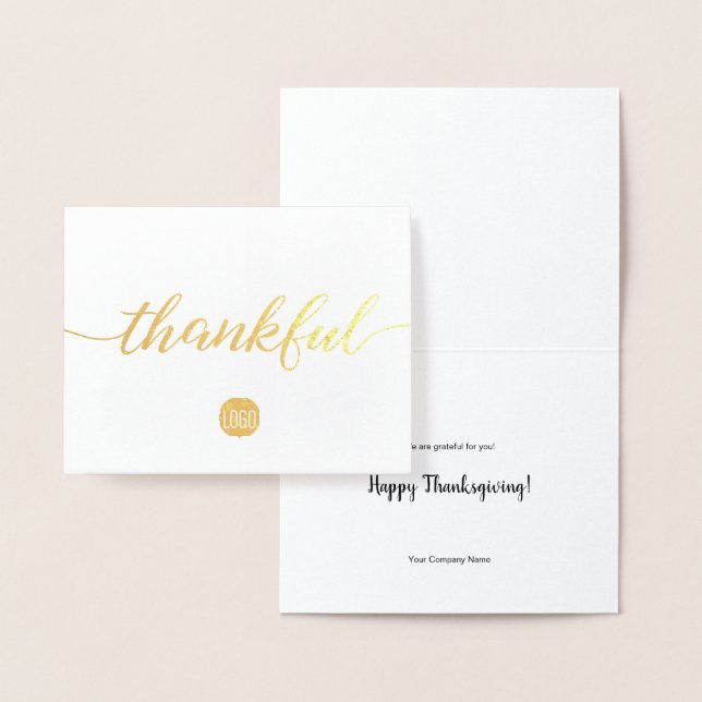Gold Metallic Thankful Company Erntedank Folienkarte (Anzeige)