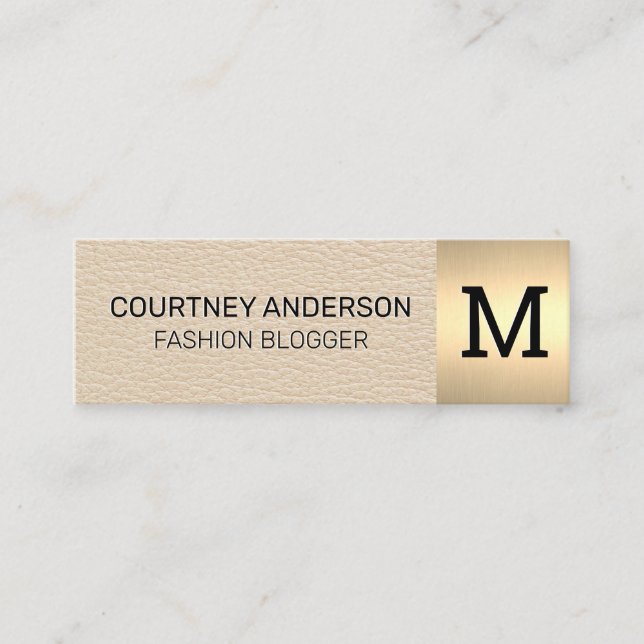 Gold Metallic Trim | Luxusleder | Monogramm Mini Visitenkarte (Vorderseite)