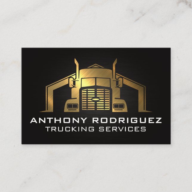 Gold Metallic Truck Logo | industriell Visitenkarte (Vorderseite)