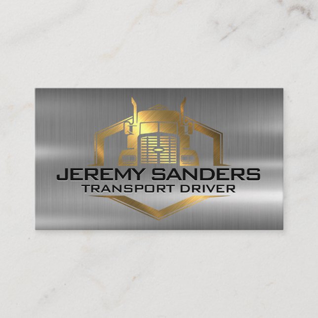 Gold Metallic Truck Logo | industriell Visitenkarte (Vorderseite)