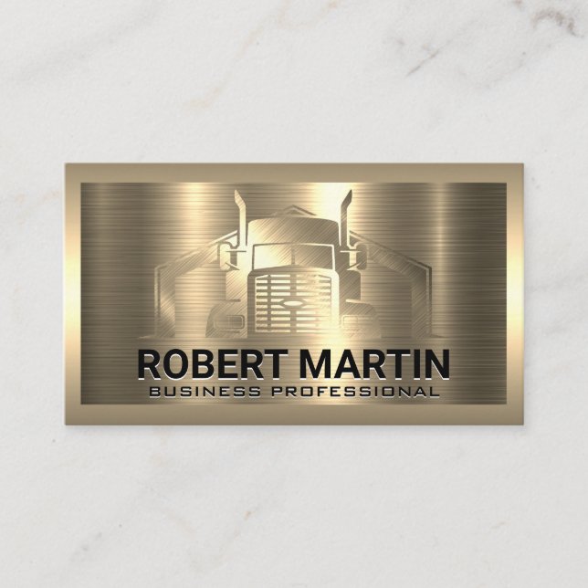 Gold Metallic Truck Logo | Metallbürste Visitenkarte (Vorderseite)