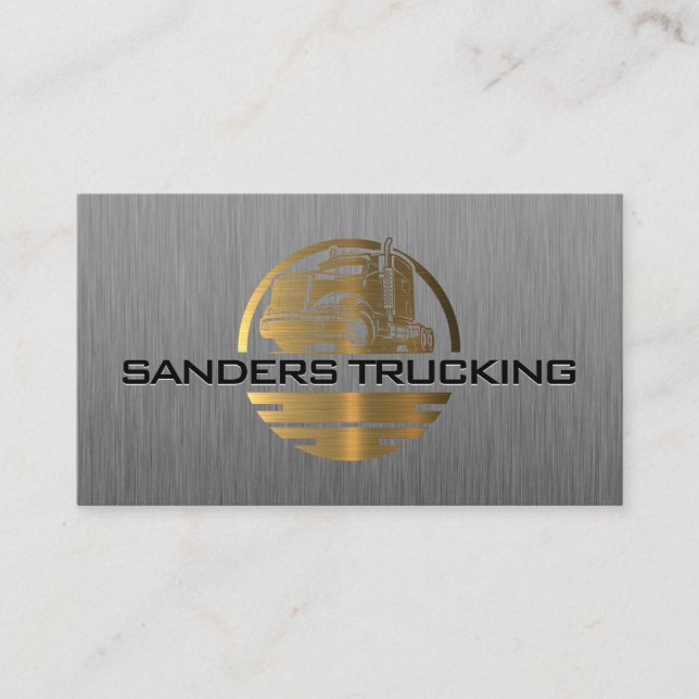 Gold Metallic Truck Logo | Stahlbürste Visitenkarte (Vorderseite)