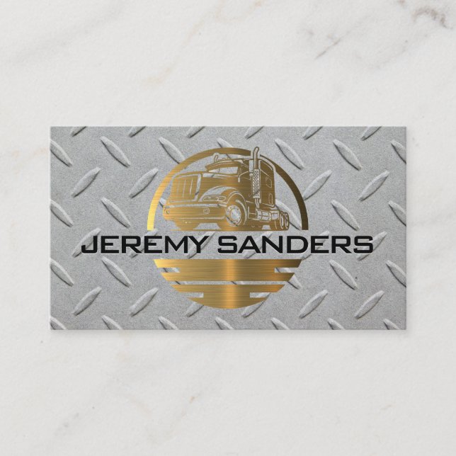 Gold Metallic Truck Logo | Steel Visitenkarte (Vorderseite)