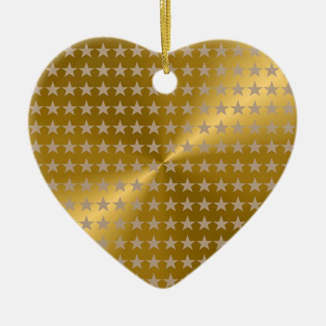 Gold Metallic Wunderbare Keramik Herz-Rote Sterne Keramik Ornament (Vorne)