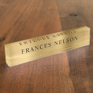 Gold Metallisch Aussehende Stylische Serif Namensplakette