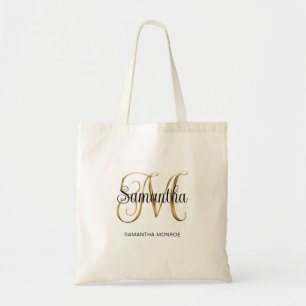 Gold Metallisch Lockig Signature M Monogramm Tragetasche