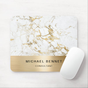 Gold Metallisch Weißer Marmor Berater Geschäft Mousepad