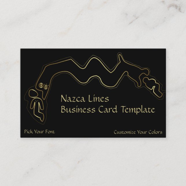 Gold Metallische alte Alien Logo Nazca Lines Visitenkarte (Vorderseite)