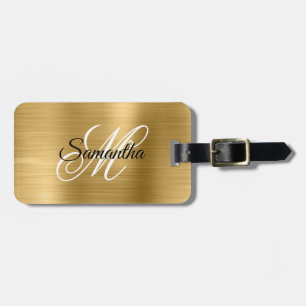 Gold Metallische Fancy Monogramm Gepäckanhänger