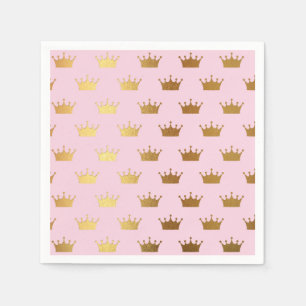 Gold Metallische Foil Crowns Pink Royal Modern Serviette
