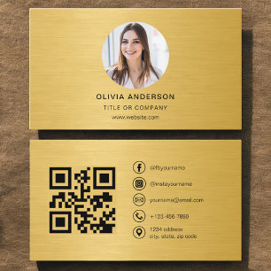 Gold Metallische Fotografie mit QR-Code Social Med Visitenkarte