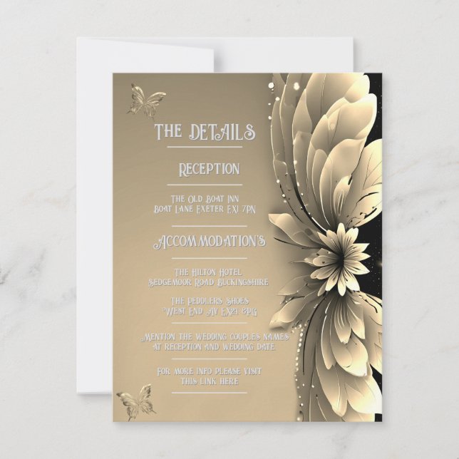 Gold-Metallische Hochzeit RSVP Karte (Vorderseite)
