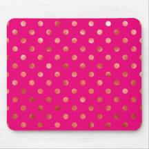 Gold Metallische Imitat Foil Polka Dot Pink Hinter