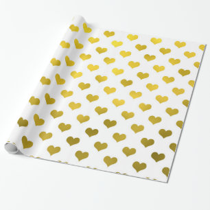 Gold Metallische Imitat Fossil Herzstück Polka Do Geschenkpapier