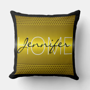 Gold Metallische Löcher Metall-Look Monogramm Kissen