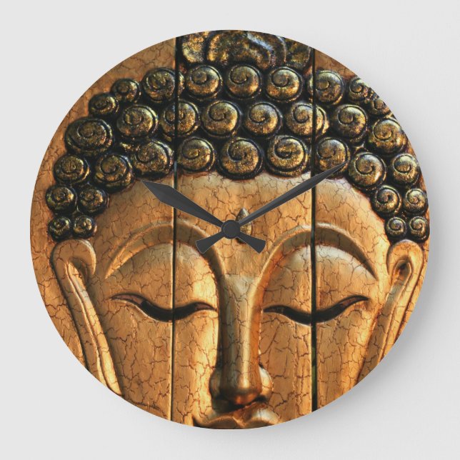 Gold metallischer Buddha Große Wanduhr (Vorderseite)