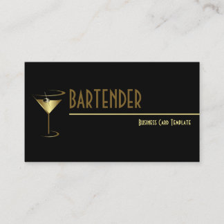 Gold Metallischer Cocktail Logo-Barkeeper Visitenkarte