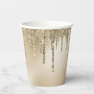 Gold Metallischer Glitzer Tropfen Elegante  Pappbecher