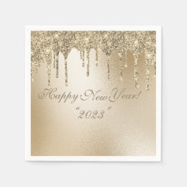 Gold Metallischer Glitzer Tropfen Elegantes Glück  Serviette