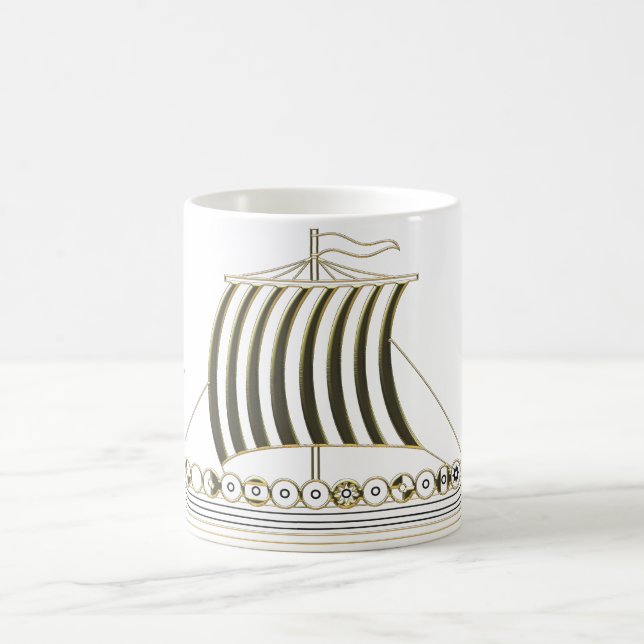 Gold Metallischer Wikinger Langboot Becher Kaffeetasse (Mittel)