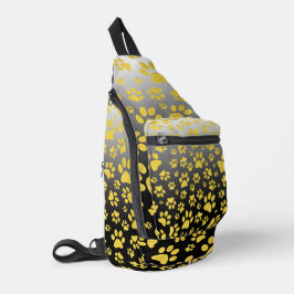 Gold-Metallmuster-Pfoten auf Gradientenhintergrund Crossbody Bag