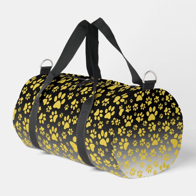 Gold-Metallmuster-Pfoten auf Gradientenhintergrund Duffle Bag (Linke Seite)
