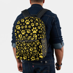 Gold-Metallmuster-Pfoten auf schwarzem Hintergrund Bedruckter Rucksack