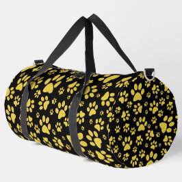 Gold-Metallmuster-Pfoten auf schwarzem Hintergrund Duffle Bag