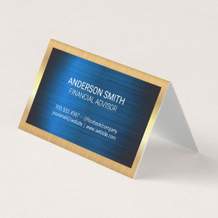 Gold Metallrahmen Hintergrund für blaues Metall Visitenkarten