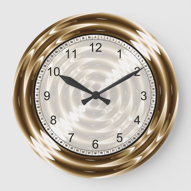 Gold-Metallspirale Große Wanduhr (Vorderseite)