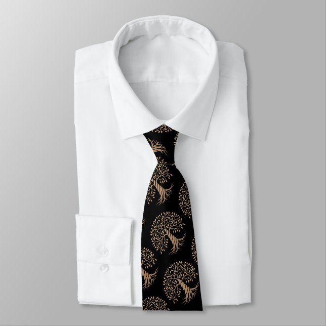Gold metalsehender Baum auf schwarz Krawatte (Gebunden)