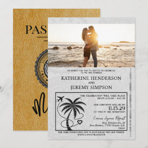 Gold Mexico Passport Hochzeit Einladung