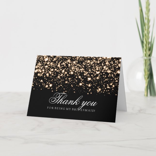 Gold Midnight Glam Vielen Dank Bridesmaid Dankeskarte (Vorderseite)