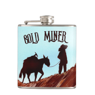 Gold Miner und Pack Mule Flachmann
