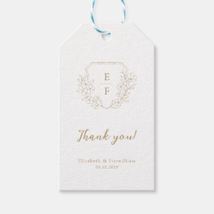 Gold Minimal Elegante Cherry Blossom Monogram Wapp Geschenkanhänger