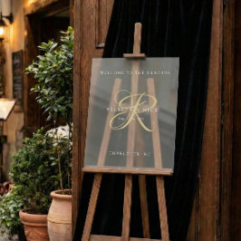 Gold Minimal Monogram Clear Wedding Entry Acrylschild