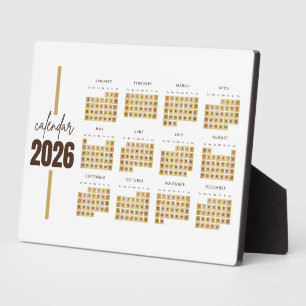Gold Minimalist 2026 Kalender Fotoplatte