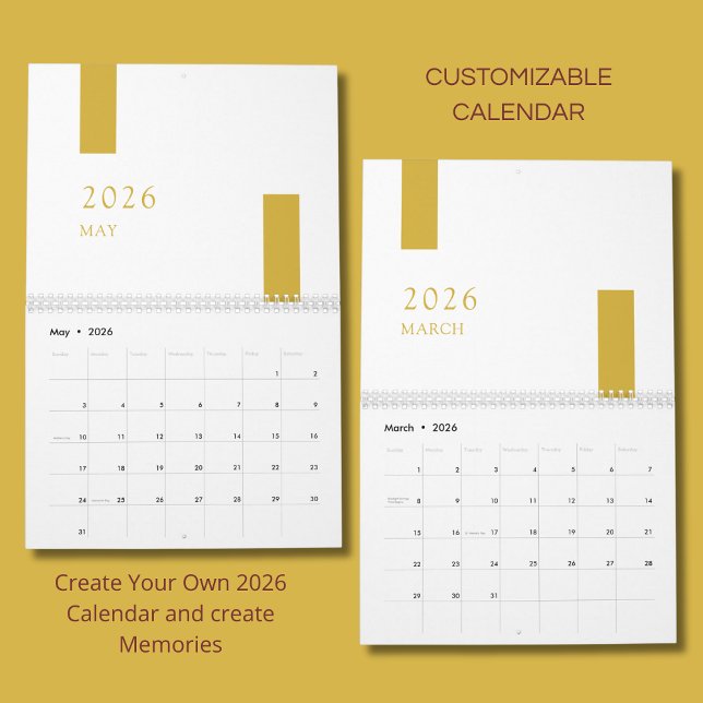 Gold Minimalist Modern 2026 Wall Calendar Kalender (Von Creator hochgeladen)