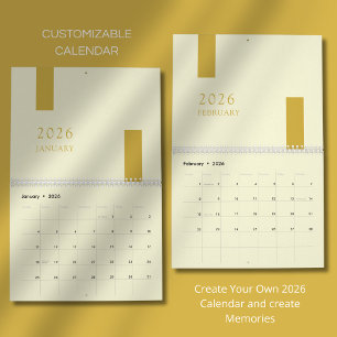 Gold Minimalist Modern 2026 Wandkalender