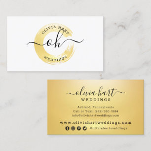 Gold Minimalist Paint Schwung Logo Soziale Medien Visitenkarte