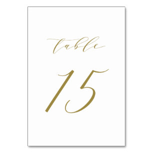 Gold Minimalist Schrift Hochzeit Tisch Nummer 15 Tischnummer